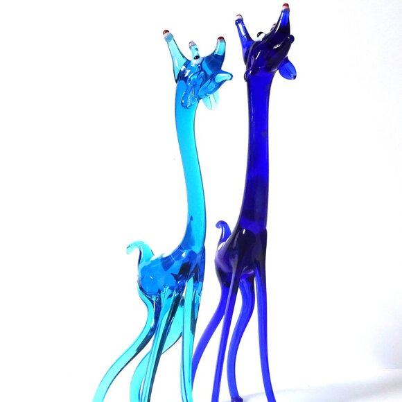 Tall Vintage Blue Glass Giraffes - Picture 5 of 7